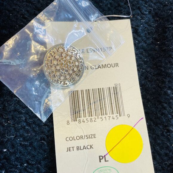 Laura Ashley Black Knit Button Front Embellished Cuffs Cardigan Sweater PL NWT - Picture 11 of 11